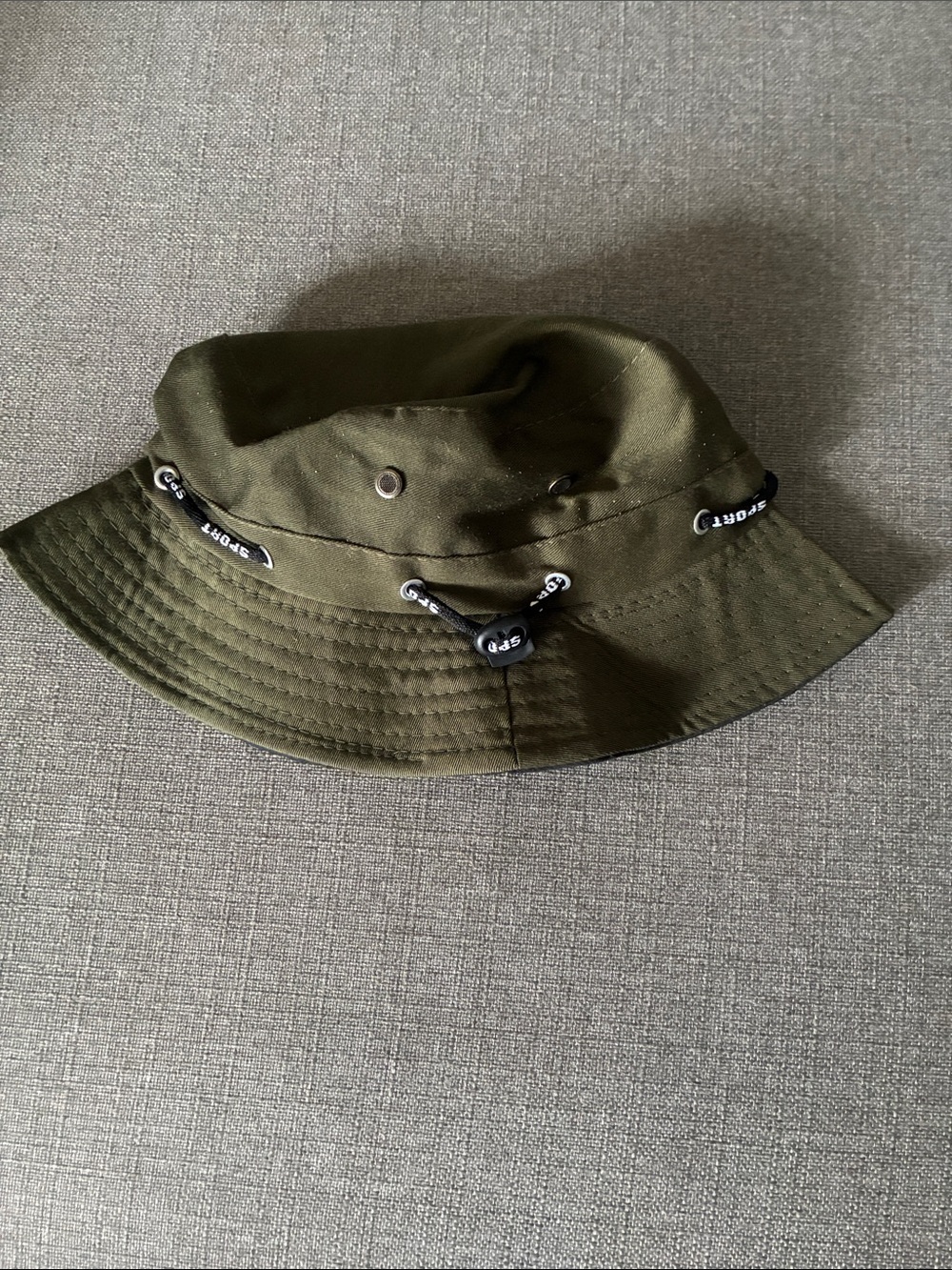 Olive Green Men's Bucket Hat with Adjustable Cord